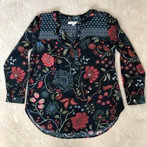Navy Floral Tunic Blouse